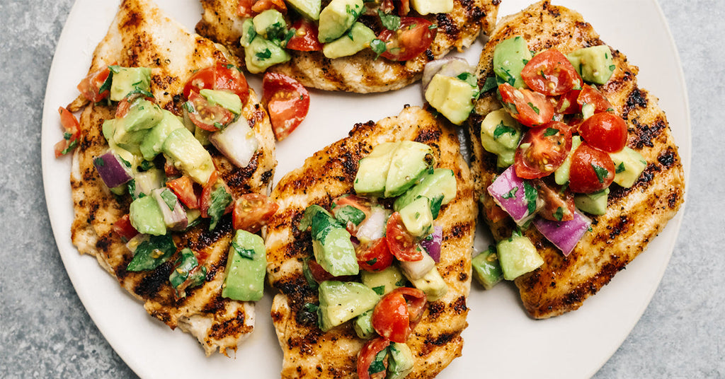 Grilled Chicken Paillard with Avocado Tomato Salad - Summer Eating!