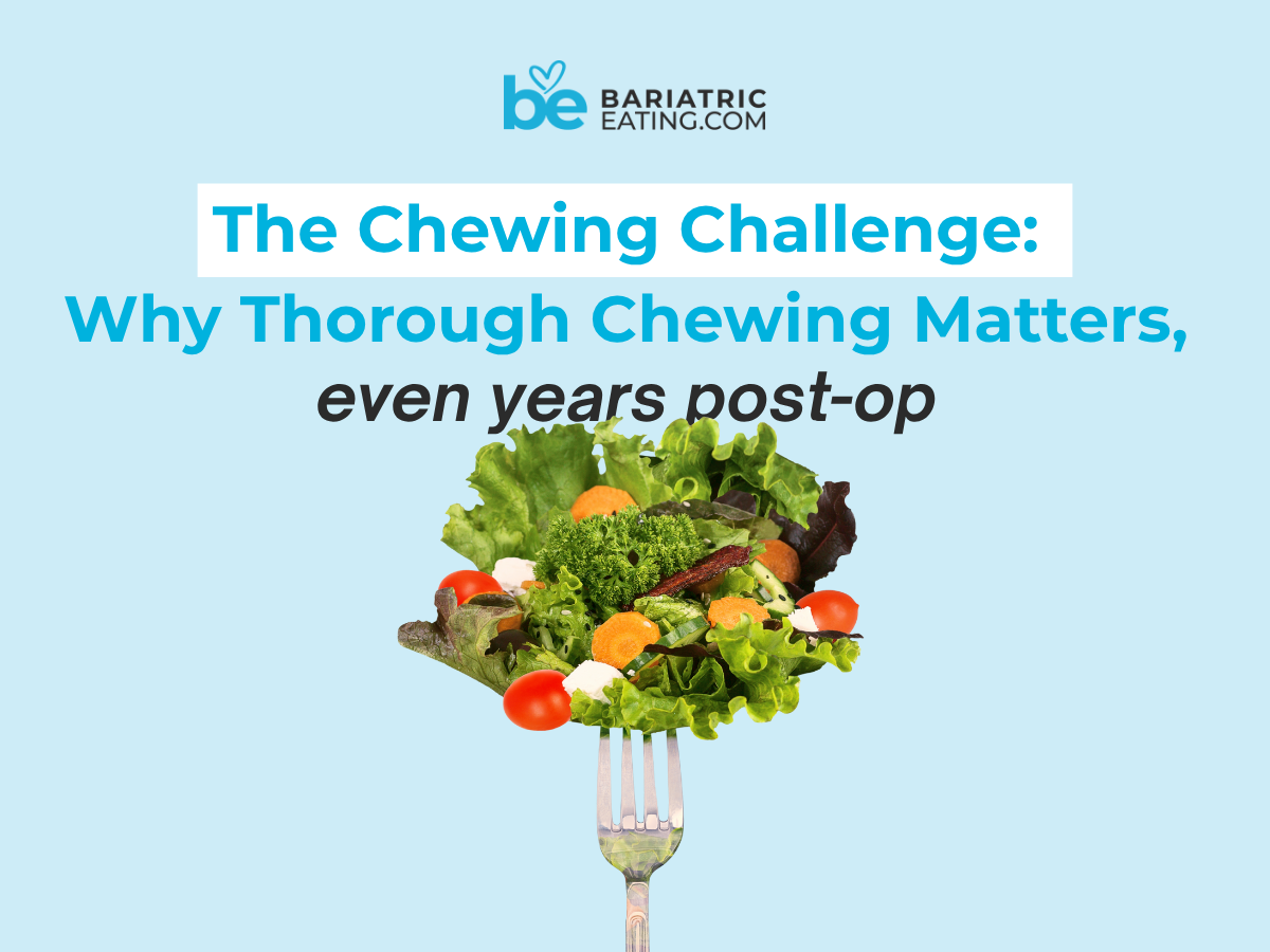 Bariatric patient eating slowly and mindfully, demonstrating proper chewing habits after weight loss surgery