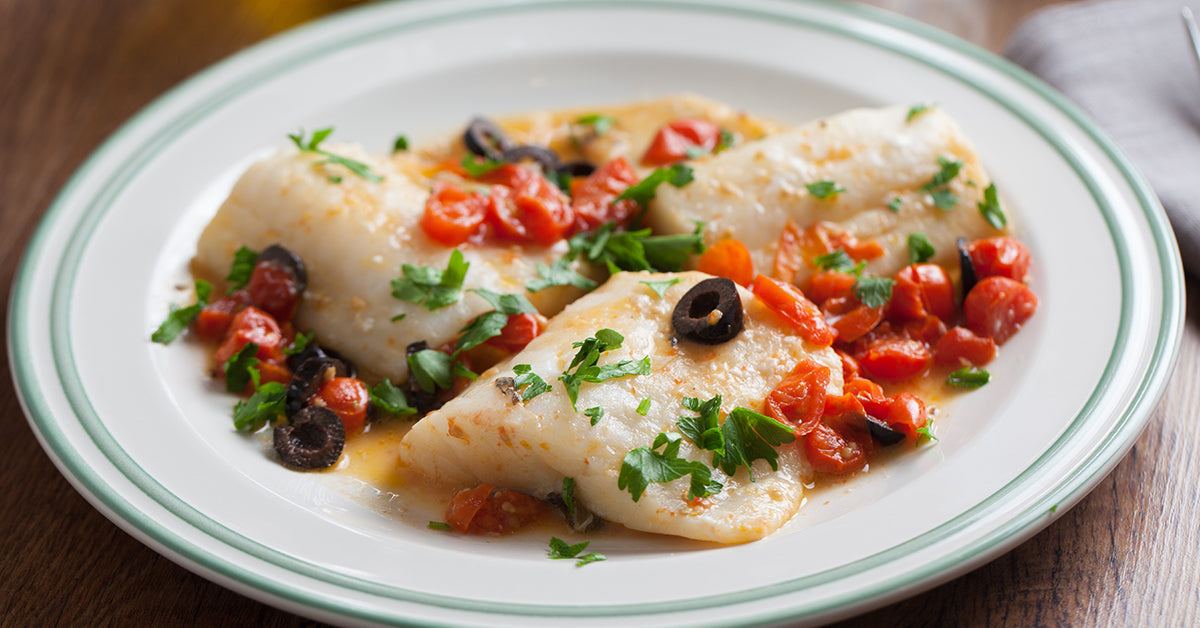Halibut with Tomatoes Olives and Capers Bariatric Eating