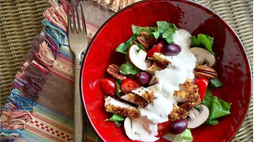 'Fried' Chicken Salad with Ranch Yogurt Dressing