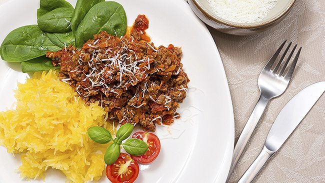 Meat Sauce with Roasted Spaghetti Squash. Now THAT'S Italian!