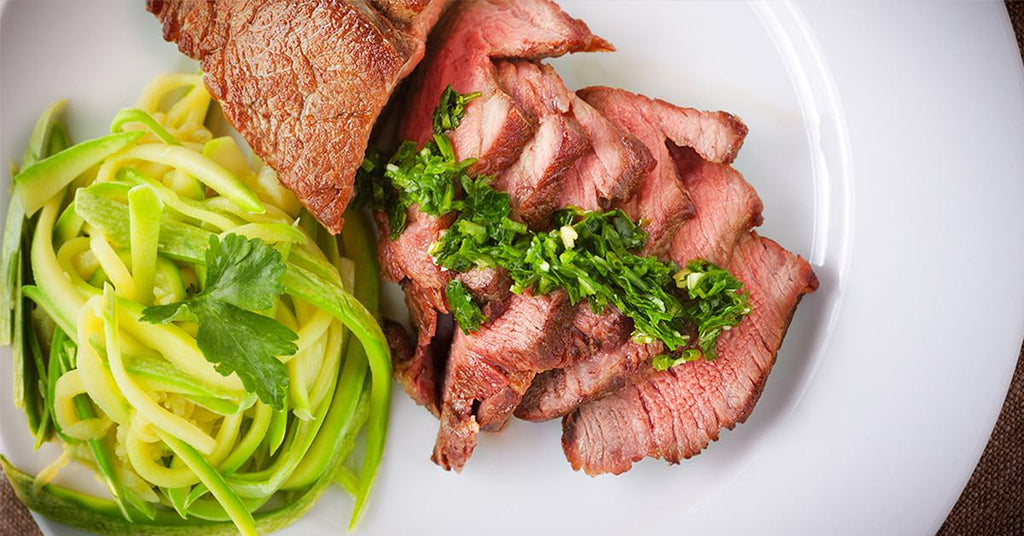 Sliced Steak with Garlic Zoodles - an Inspire Diet meal!