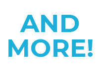 Blue text reading ‘AND MORE!’ in bold uppercase letters.
