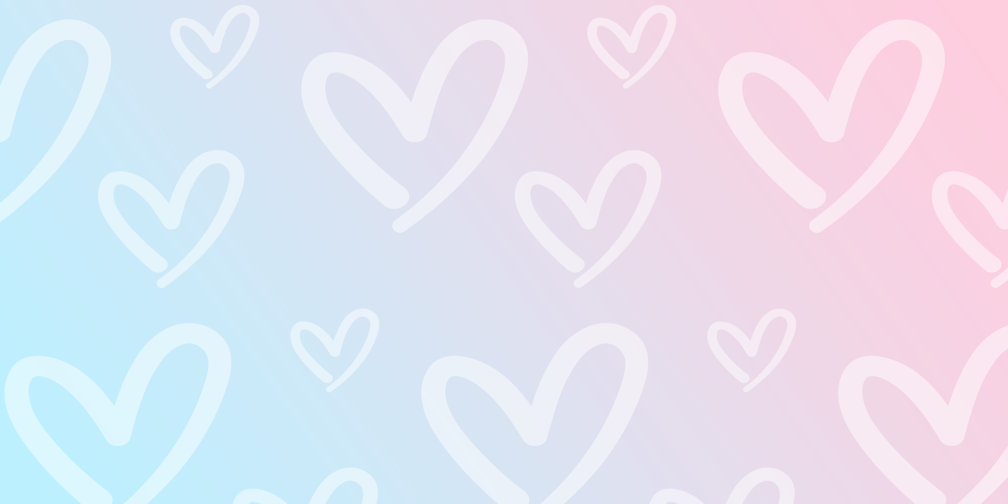 A soft gradient background features various light-colored hearts scattered across the surface, creating a playful and romantic atmosphere suitable for a product related to love or affection.