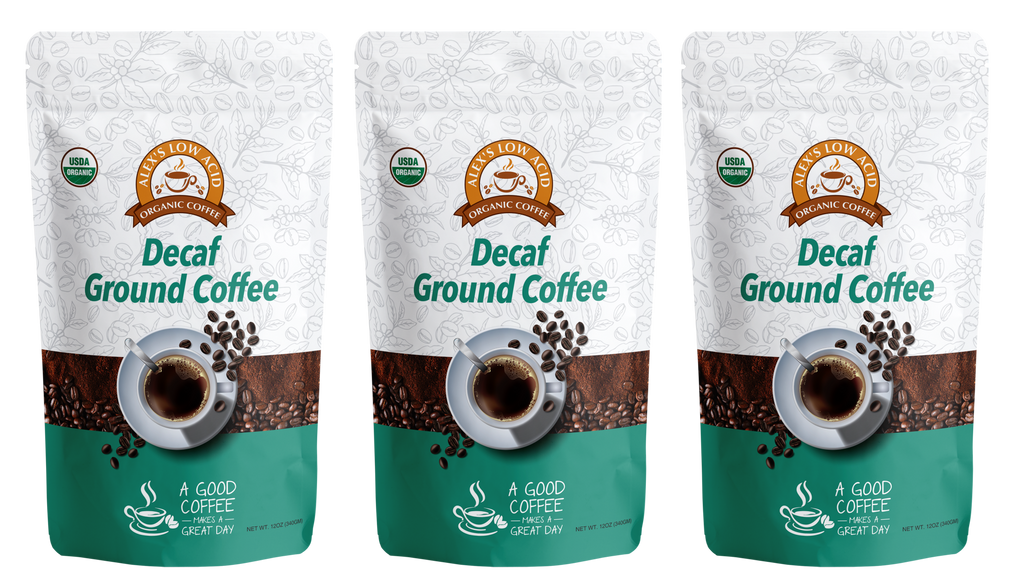 Alex's Low Acid Organic Coffee™ - Decaf Fresh Ground (12oz) - High-quality Coffee by Alex's Low Acid Coffee at BariatricPal Store