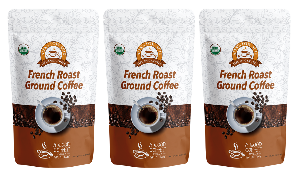 Alex's Low Acid Organic Coffee™ - French Roast Fresh Ground (12oz) - High-quality Coffee by Alex's Low Acid Coffee at BariatricPal Store