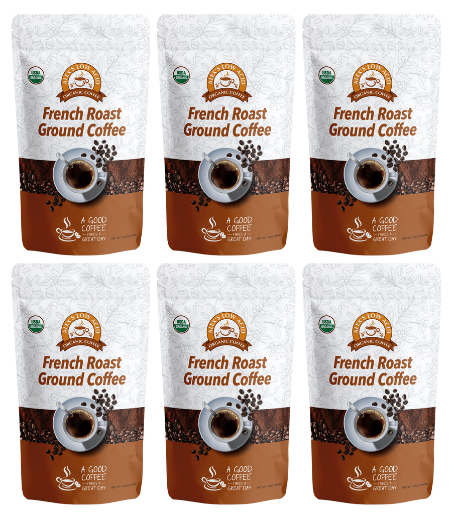 Alex's Low Acid Organic Coffee™ - French Roast Fresh Ground (12oz) - High-quality Coffee by Alex's Low Acid Coffee at BariatricPal Store