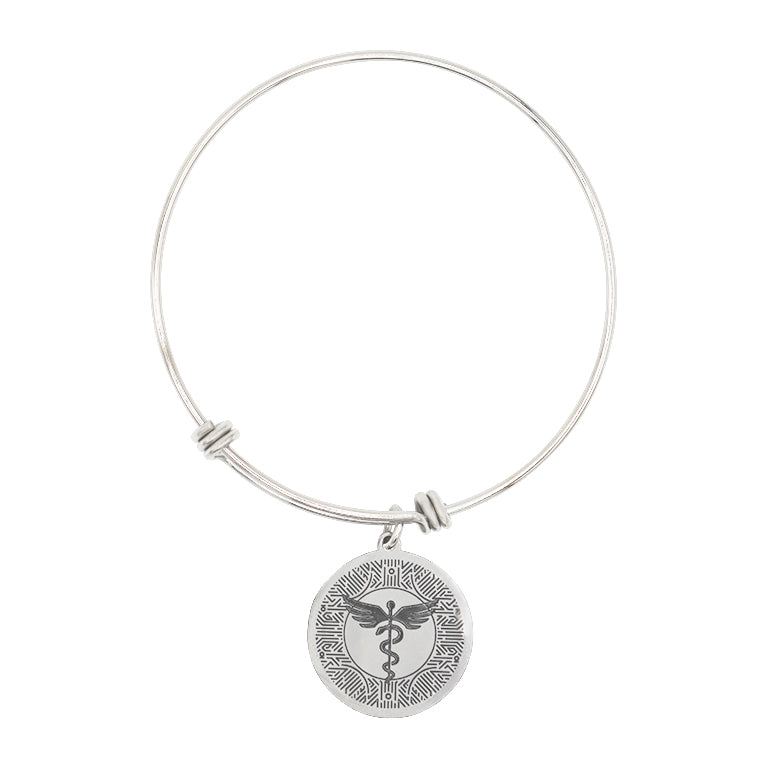 SURGERY サージュリー メタルクローバーロゴ クロップド ノースリーブ Gastric Surgery Medical Alert Bracelet with Silver Charm by