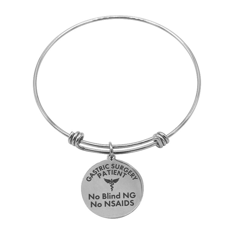 SURGERY サージュリー メタルクローバーロゴ クロップド ノースリーブ Gastric Surgery Medical Alert Bracelet with Silver Charm by