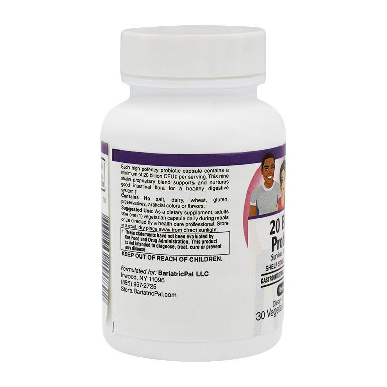 Prebiotic & Probiotic 20 Billion CFU Gastrointestinal & Immune Health Capsules with FiberAid™ by BariatricPal - High-quality Probiotic by BariatricPal at BariatricPal Store