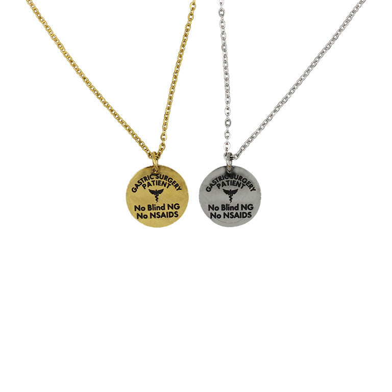 Gastric Surgery Medical Alert Necklace with Dual-Engraved Pendant and
