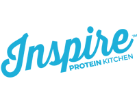 Inspire Protein Kitchen logo in light blue cursive lettering.