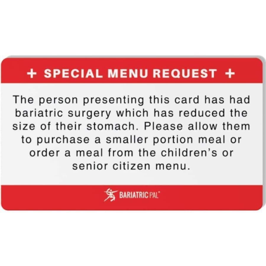 Bariatric Patient Restaurant Special Menu Request Card 2.0 - High-quality Restaurant Card by BariatricPal at BariatricPal Store
